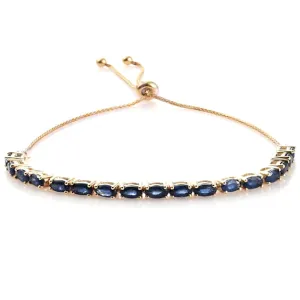 Natural Blue Sapphire 925 Sterling Silver Tennis Bracelet Jewelry