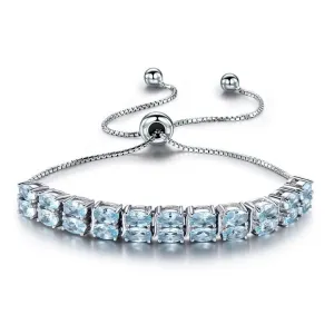 Natural Blue Topaz 925 Sterling Silver Tennis Bracelet Jewelry