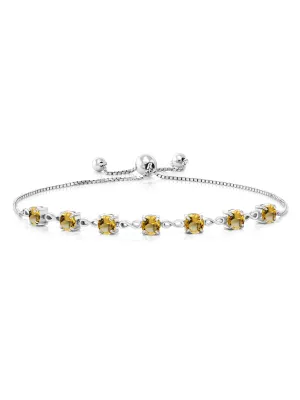 Natural Citrine 925 Sterling Silver Tennis Bracelet Jewelry