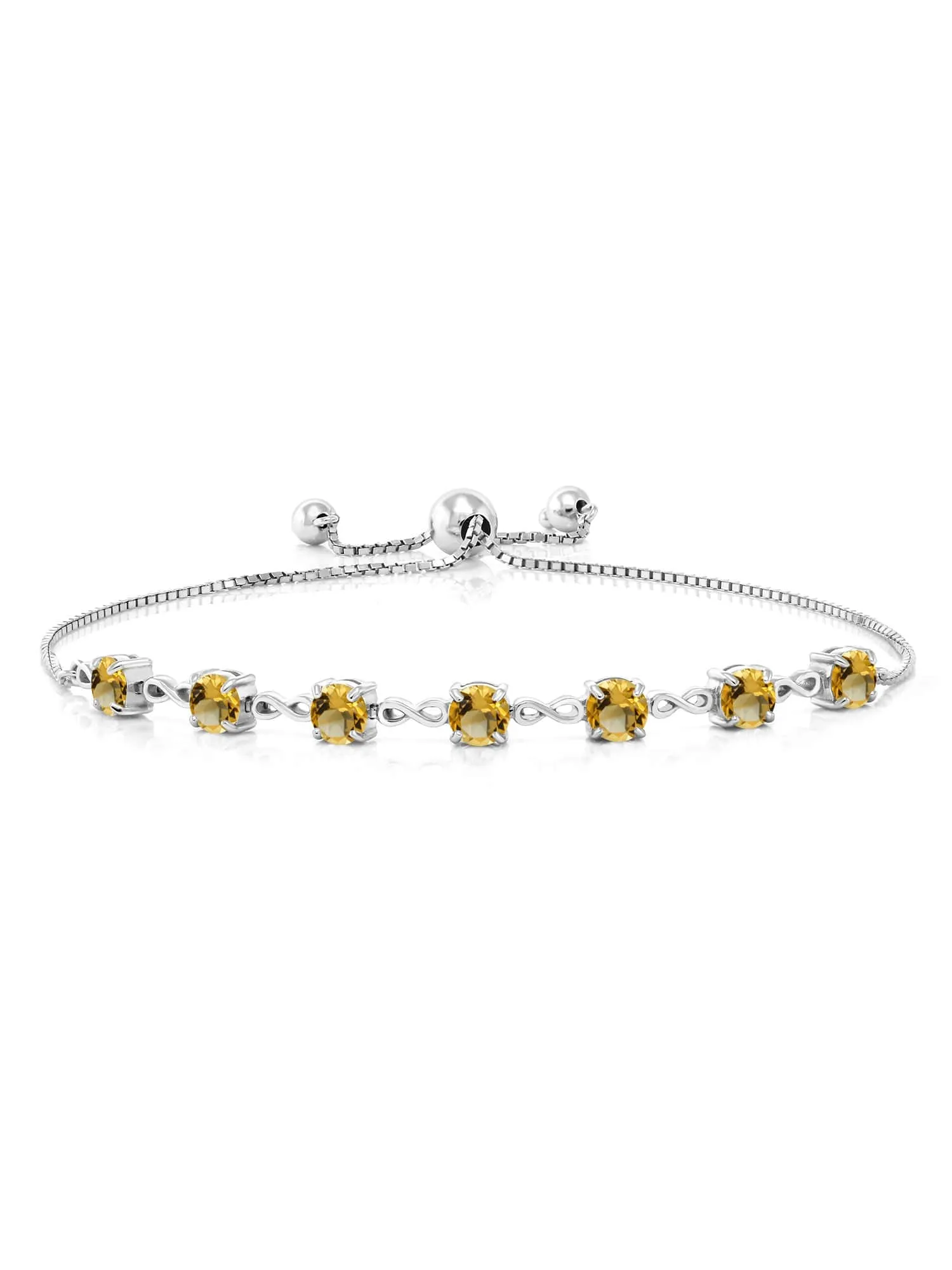 Natural Citrine 925 Sterling Silver Tennis Bracelet Jewelry
