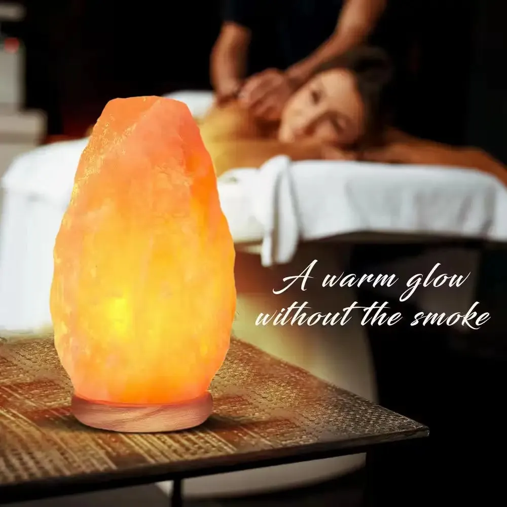 Natural Ionic Himalayan Salt Crystal Lamp with Wooden Base