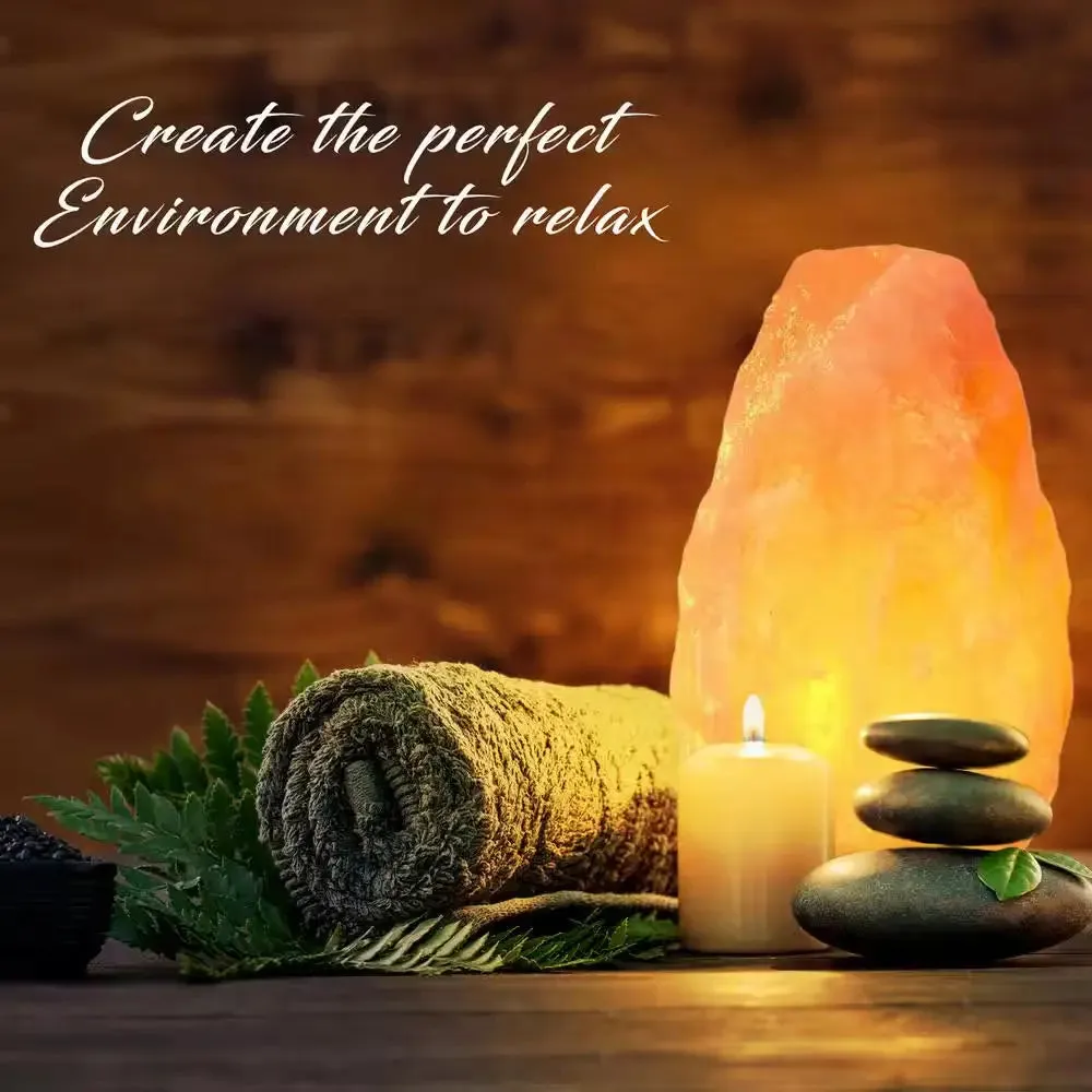 Natural Ionic Himalayan Salt Crystal Lamp with Wooden Base