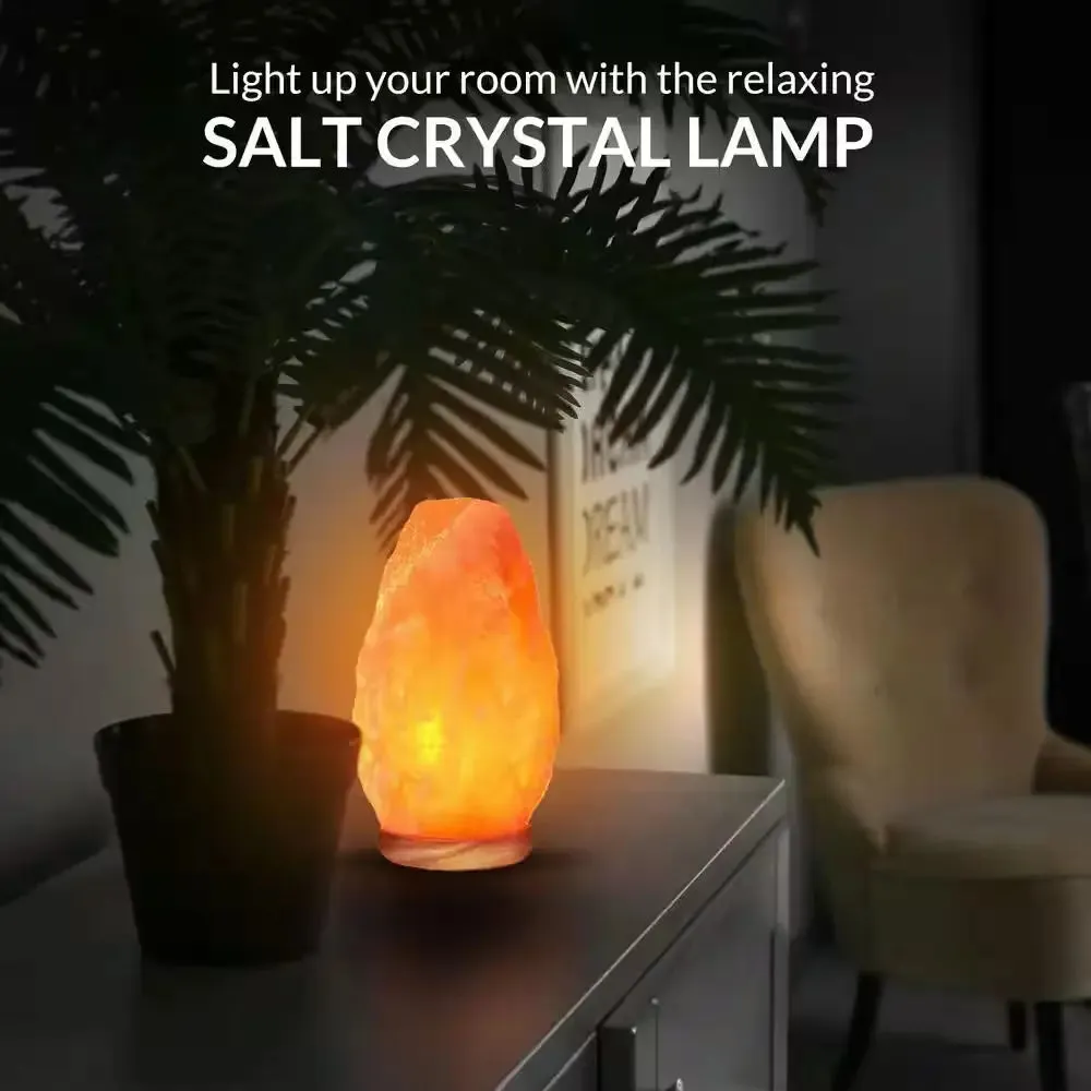Natural Ionic Himalayan Salt Crystal Lamp with Wooden Base