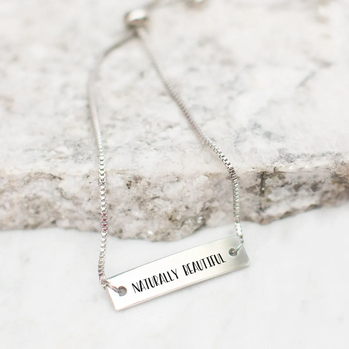 Naturally Beautiful Silver Bar Adjustable Bracelet