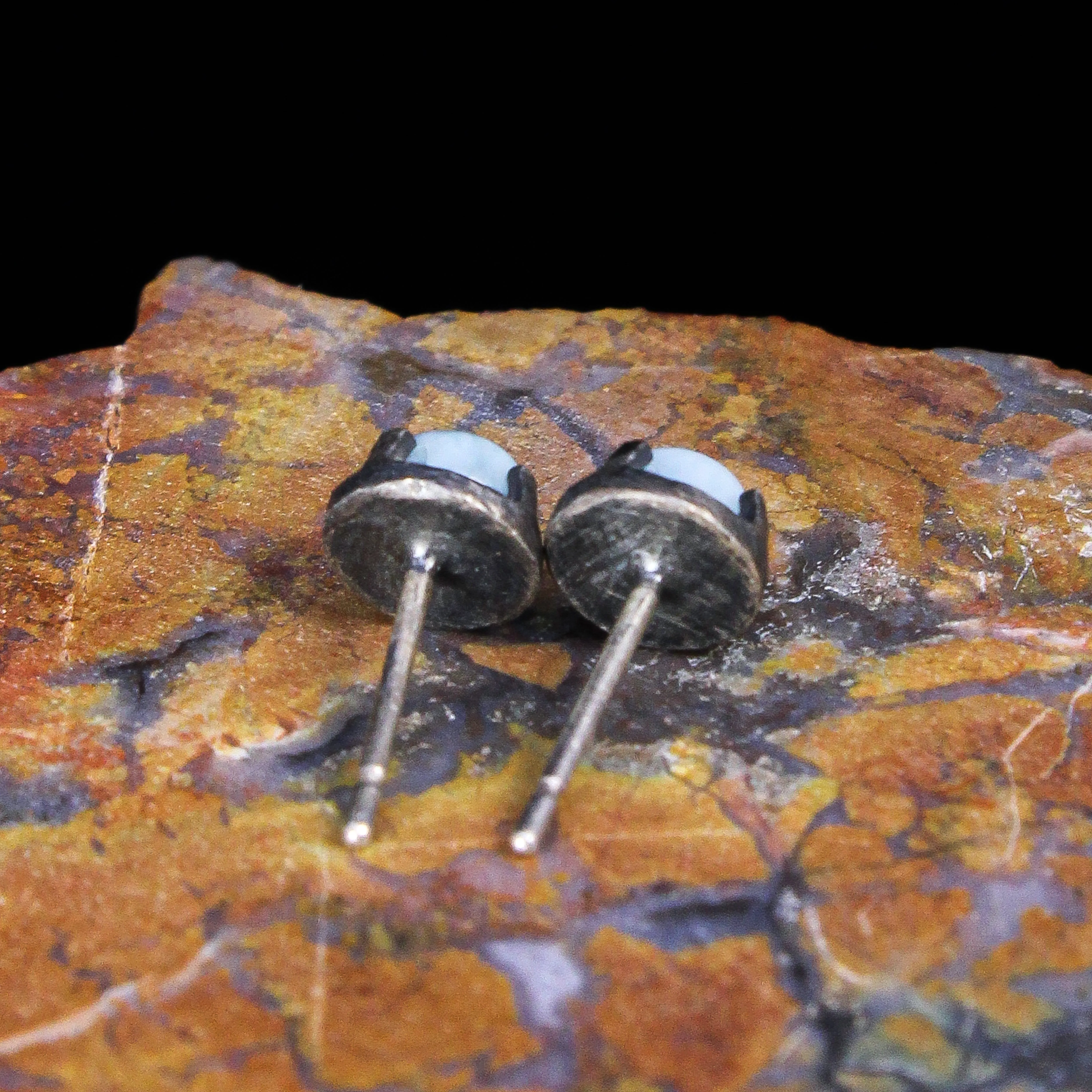 NEW! Carved 4mm Larimar Studs by Heather Guidero