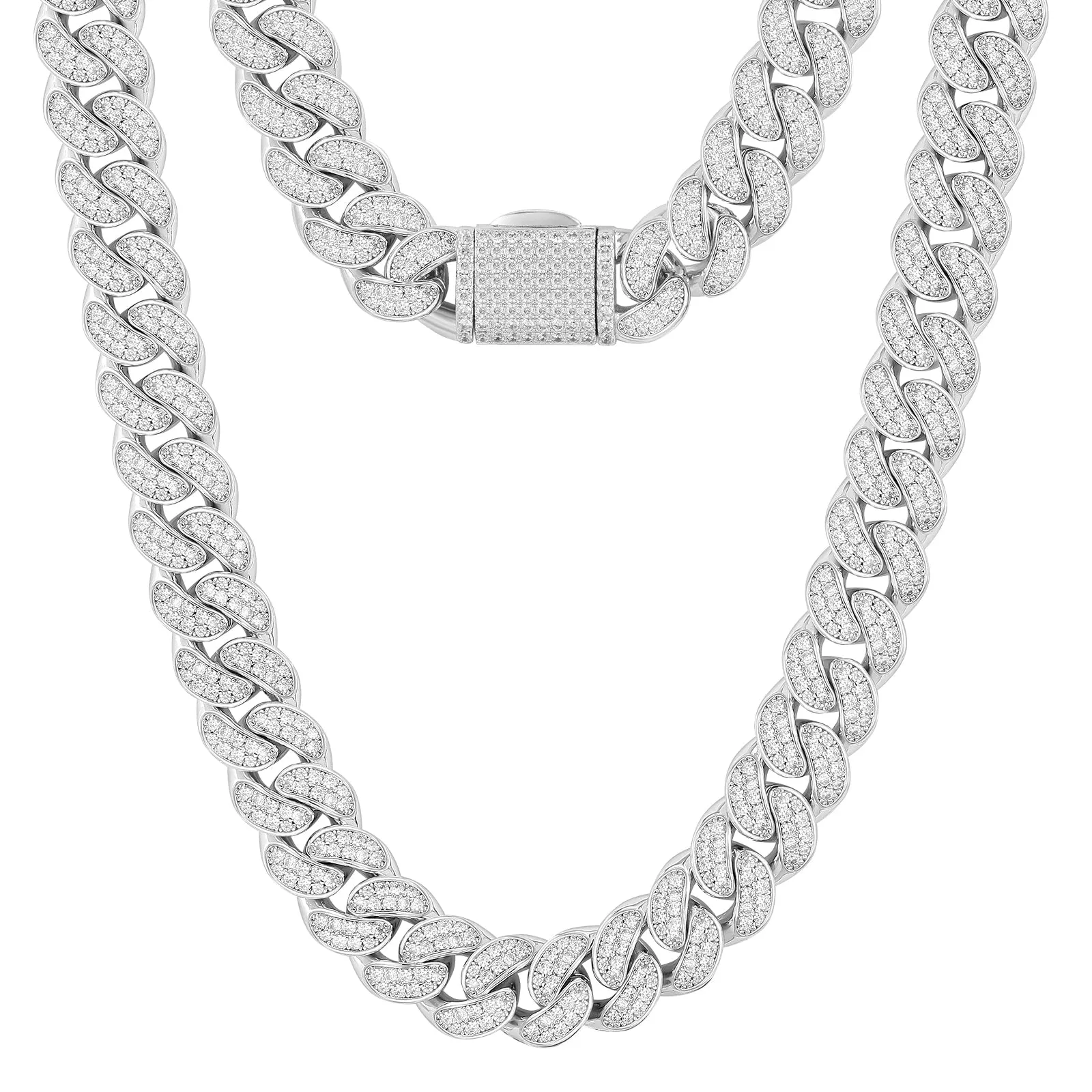 【NEW】12mm Iced Out diamond Cuban Link Chain 0325 KRKC