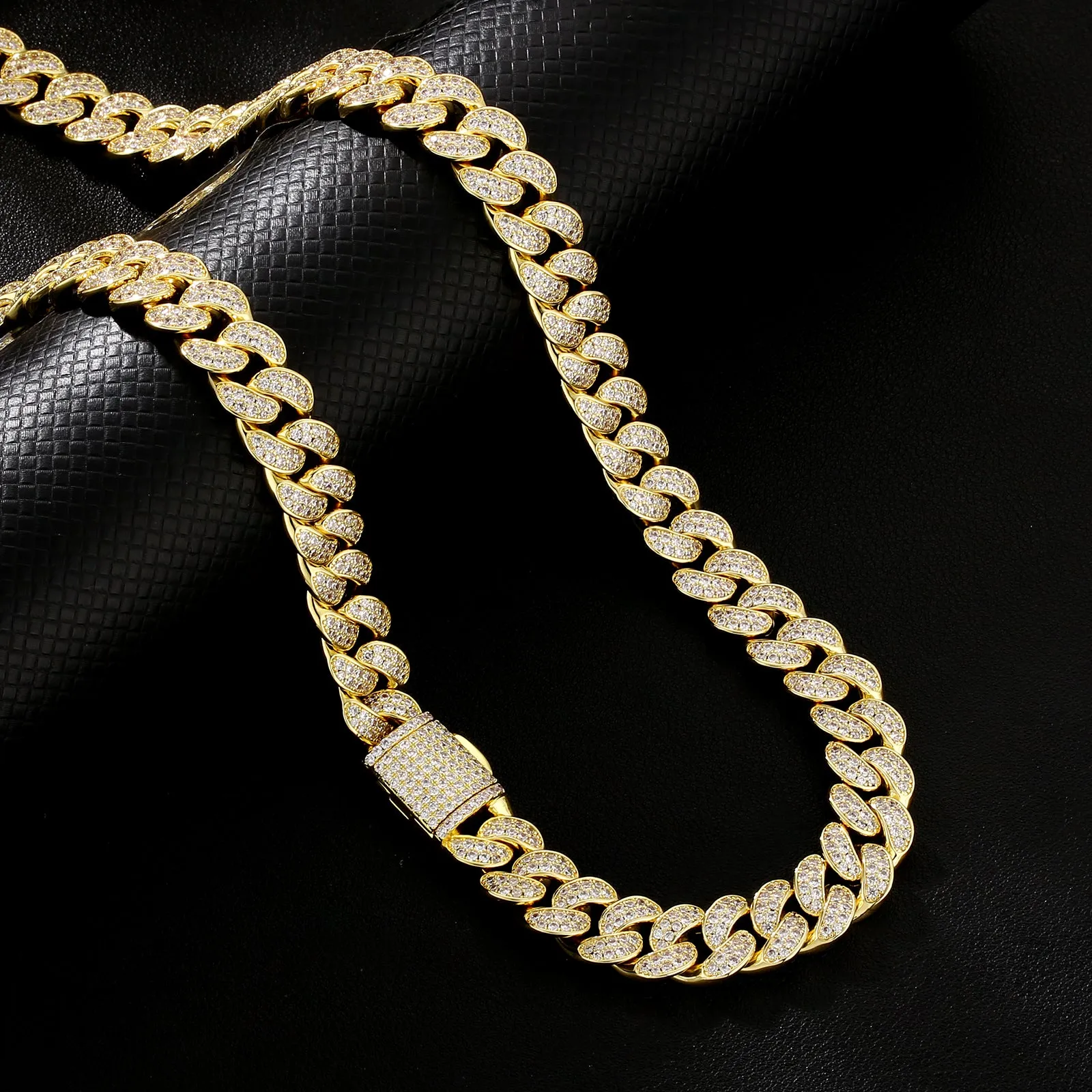 【NEW】12mm Iced Out diamond Cuban Link Chain 0325 KRKC