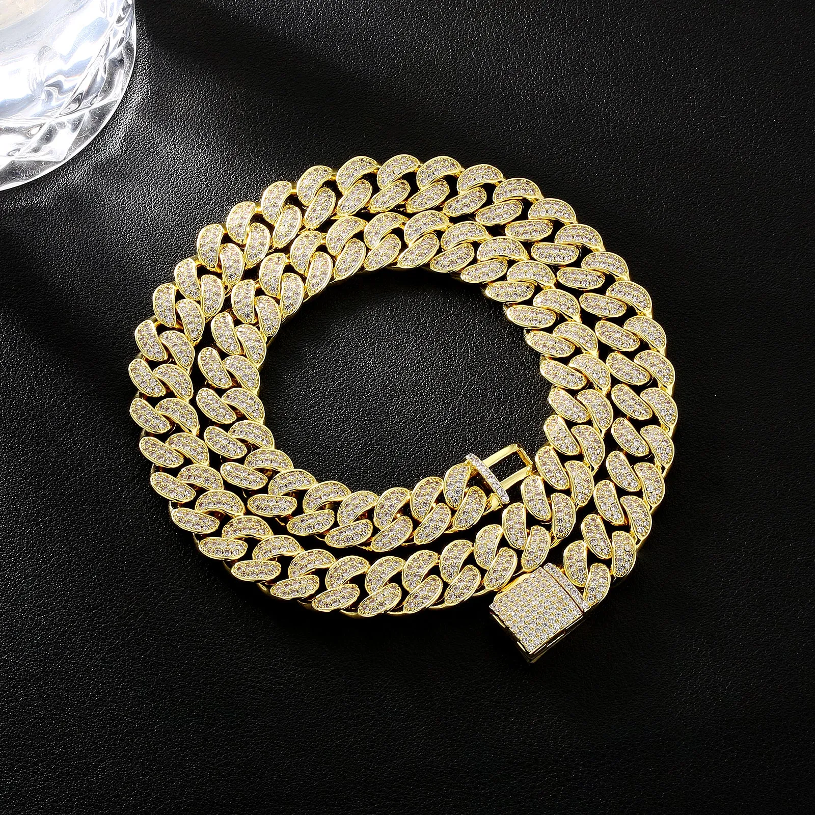 【NEW】12mm Iced Out diamond Cuban Link Chain 0325 KRKC