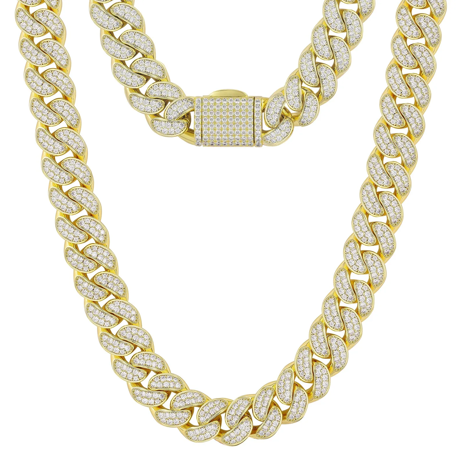【NEW】12mm Iced Out diamond Cuban Link Chain 0325 KRKC