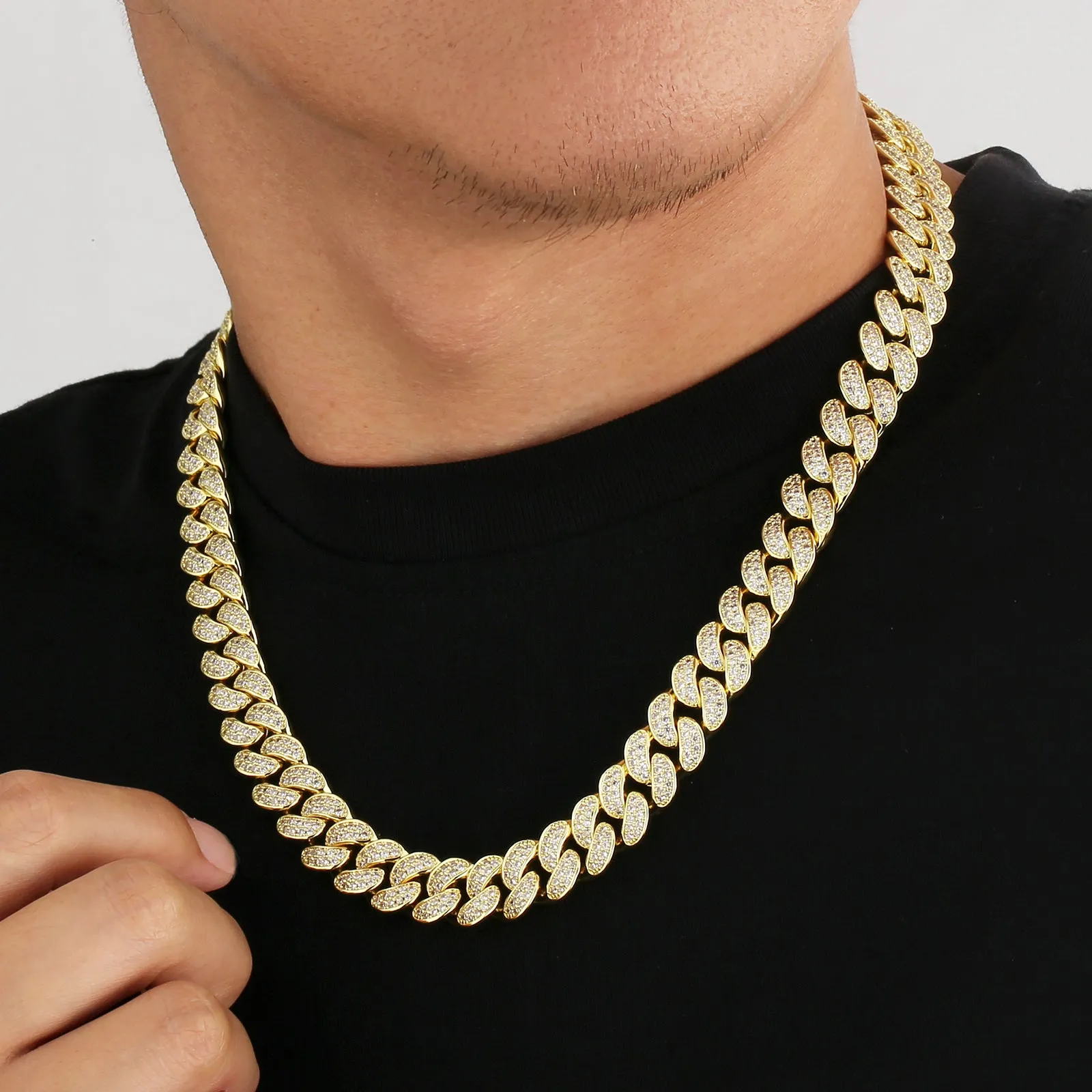 【NEW】12mm Iced Out diamond Cuban Link Chain 0325 KRKC