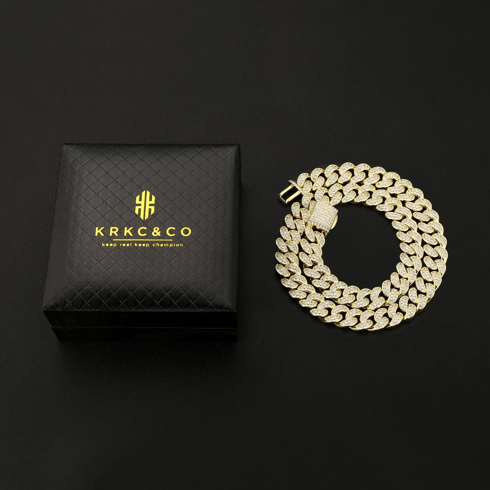 【NEW】12mm Iced Out diamond Cuban Link Chain 0325 KRKC