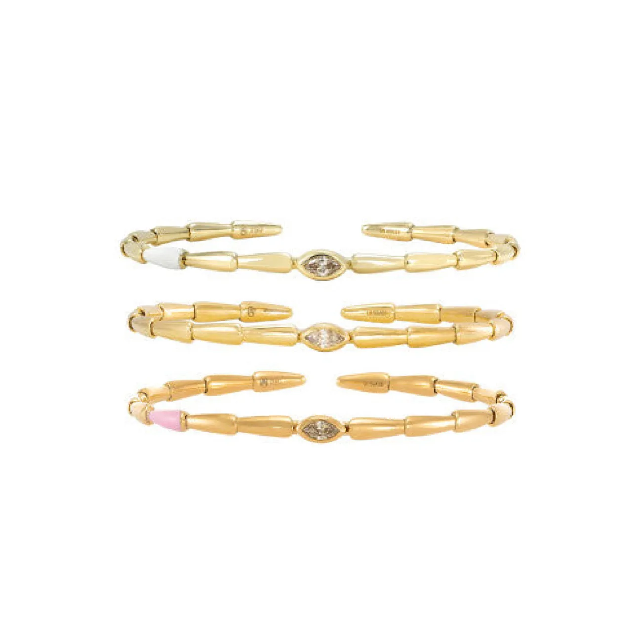 Noble 18K Yellow Gold Brown Diamond and Red Ceramic Bangle Bracelet