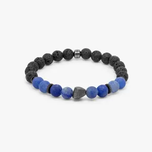 Nugget bracelet with frosted aventurine and black rhodium plated sterling silver