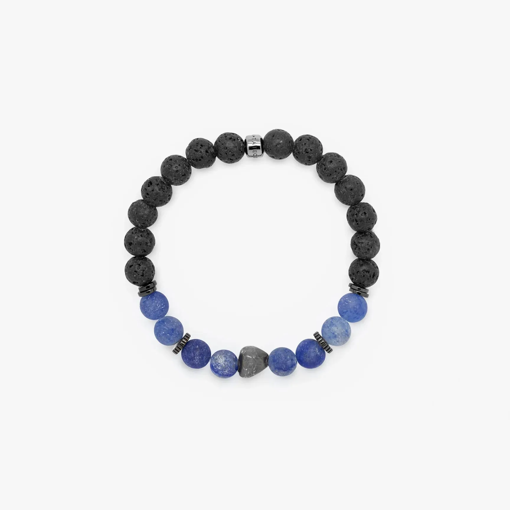 Nugget bracelet with frosted aventurine and black rhodium plated sterling silver