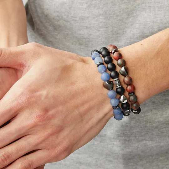 Nugget bracelet with frosted aventurine and black rhodium plated sterling silver