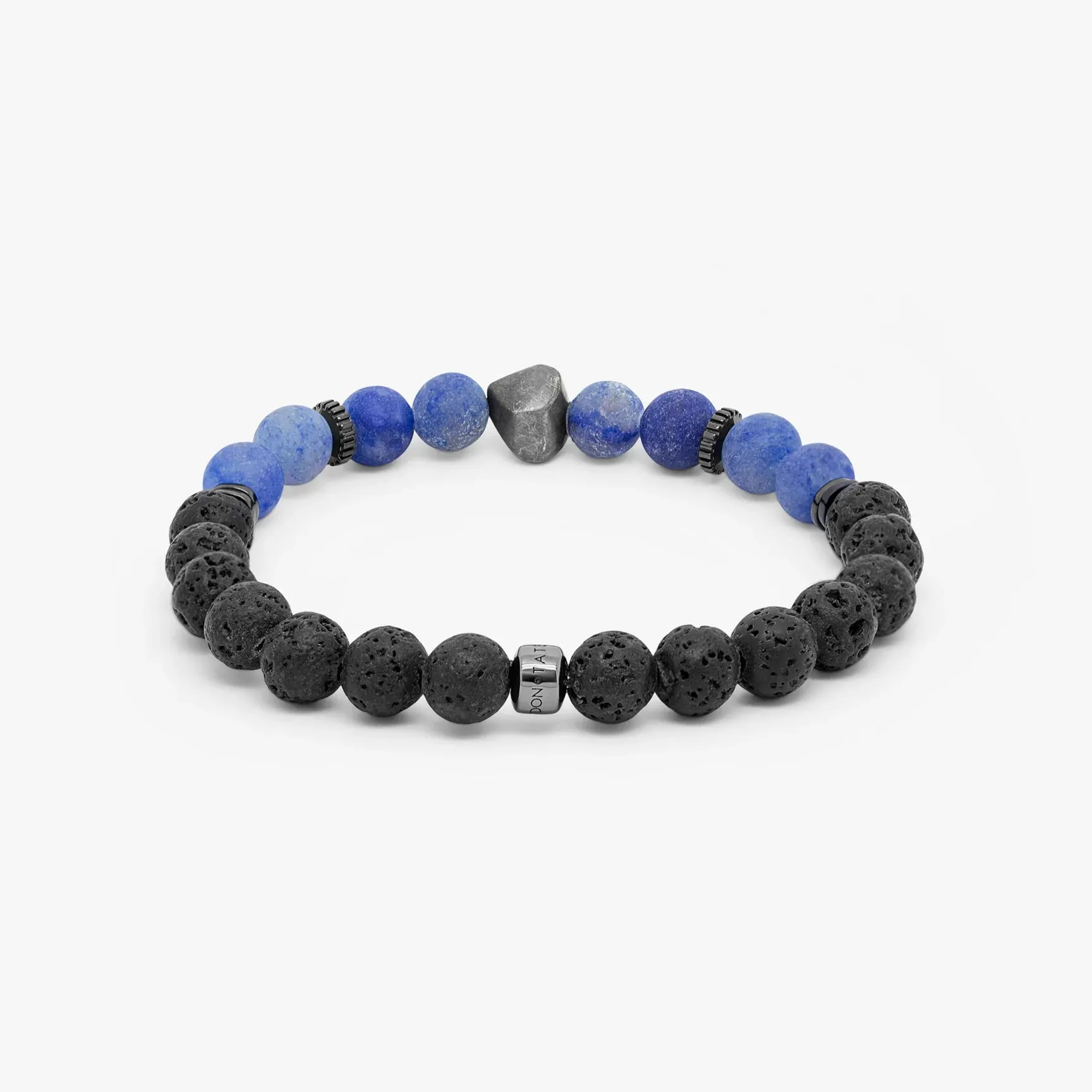 Nugget bracelet with frosted aventurine and black rhodium plated sterling silver