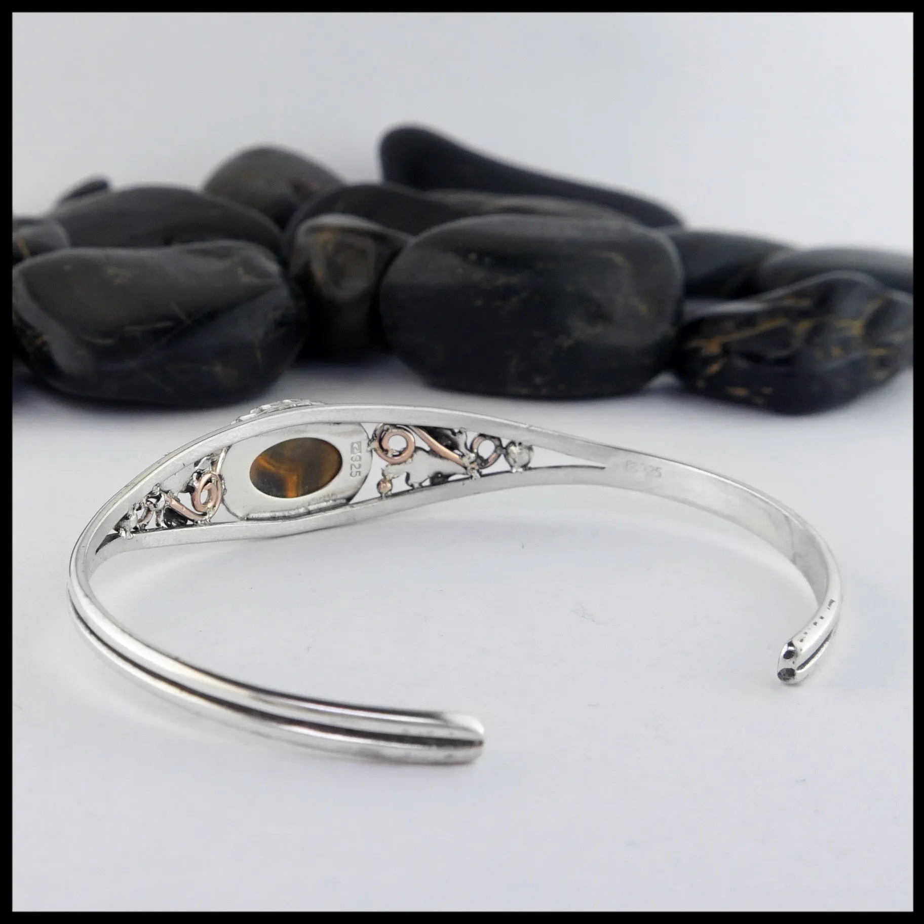 Oak Leaf Cuff Bracelet with Bumblebee Jasper
