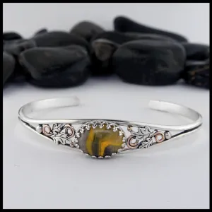 Oak Leaf Cuff Bracelet with Bumblebee Jasper
