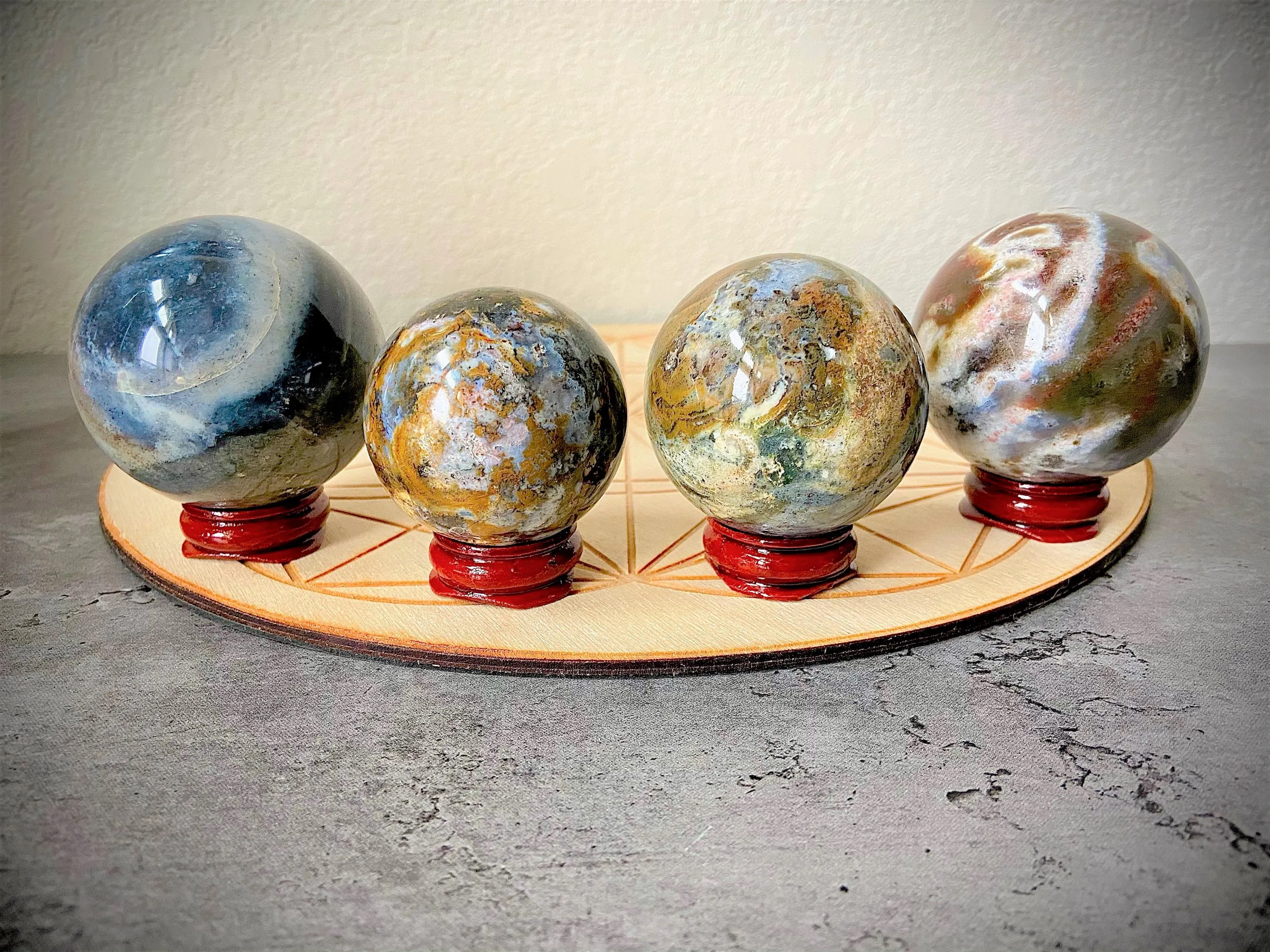 Ocean Jasper Sphere from Madagascar, gentle energy, fosters cooperation FB1353 💎