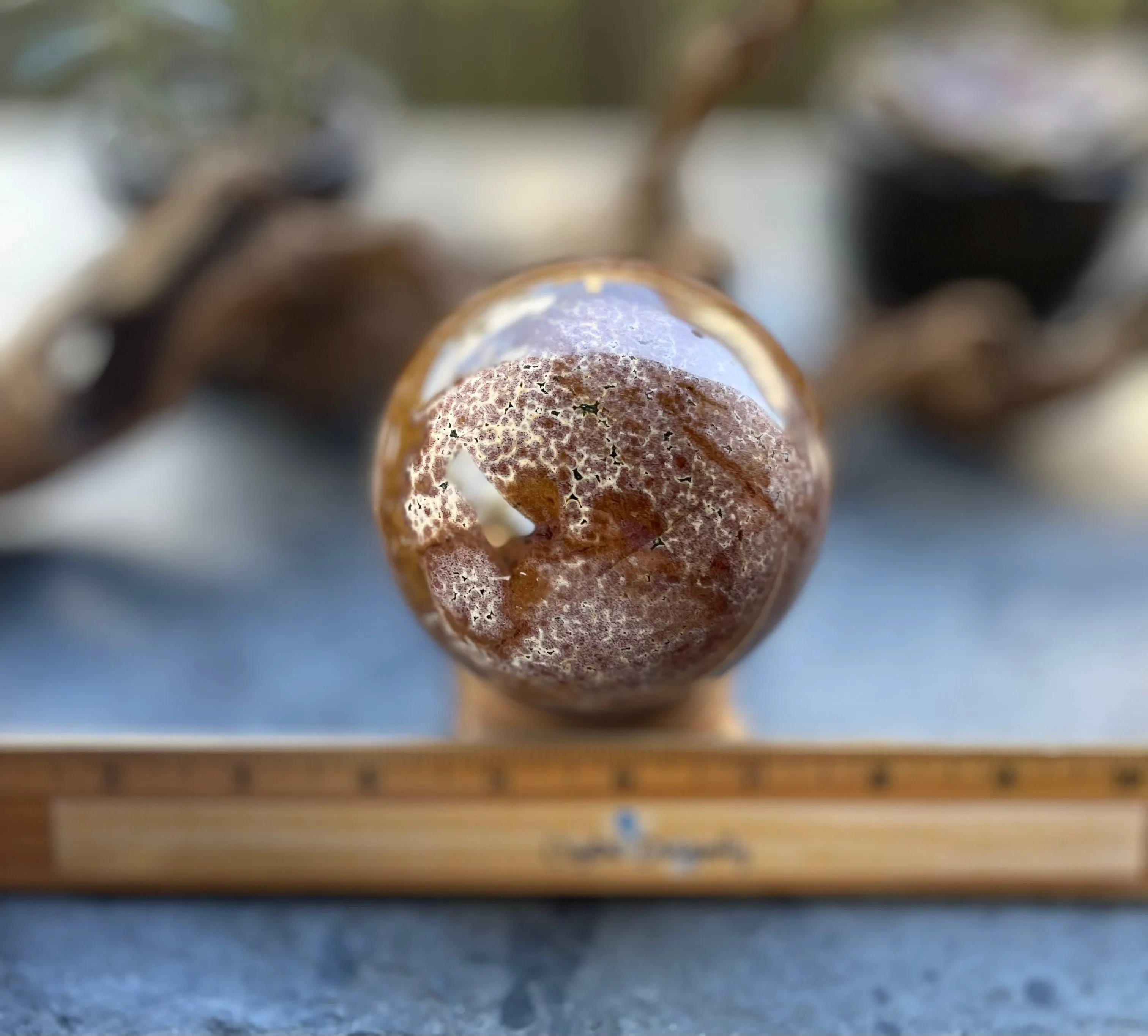 Ocean Jasper Sphere from Madagascar, gentle energy, fosters cooperation FB1353 💎