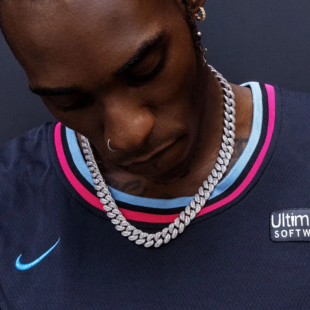 [Only 1 Left]12mm Iced Out Cuban Link Necklace in White Gold 50% OFF