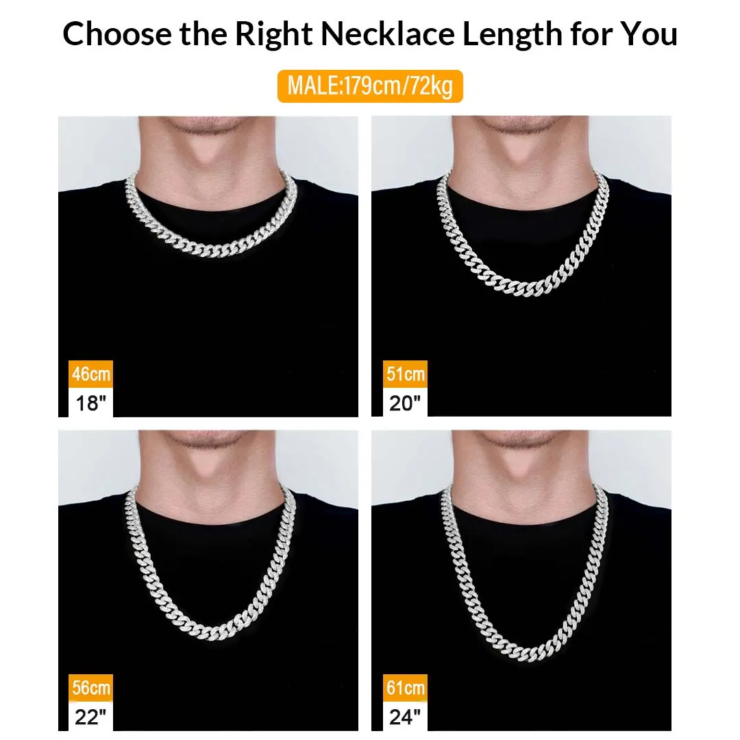 [Only 1 Left]12mm Iced Out Cuban Link Necklace in White Gold 50% OFF