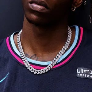 [Only 1 Left]12mm Iced Out Cuban Link Necklace in White Gold 50% OFF