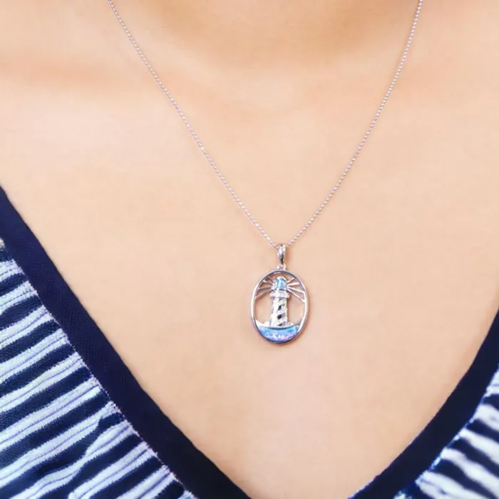 Opal Shining Lighthouse Pendant