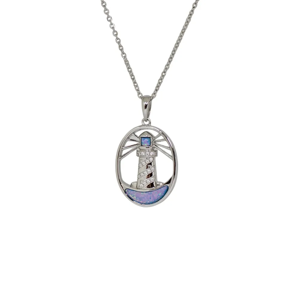 Opal Shining Lighthouse Pendant