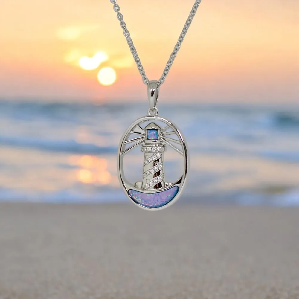 Opal Shining Lighthouse Pendant