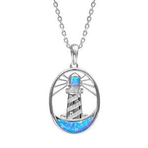 Opal Shining Lighthouse Pendant