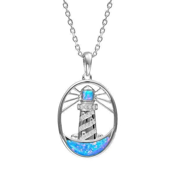 Opal Shining Lighthouse Pendant