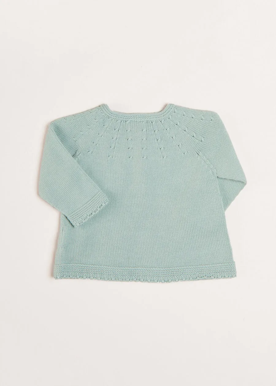 Openwork Detail Baby Cardigan in Green (1-12mths)