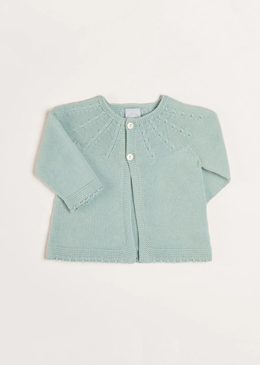 Openwork Detail Baby Cardigan in Green (1-12mths)