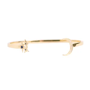 Ophelia Celestial Moon & Star Gold Cuff Bracelet