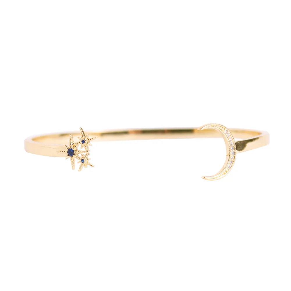Ophelia Celestial Moon & Star Gold Cuff Bracelet