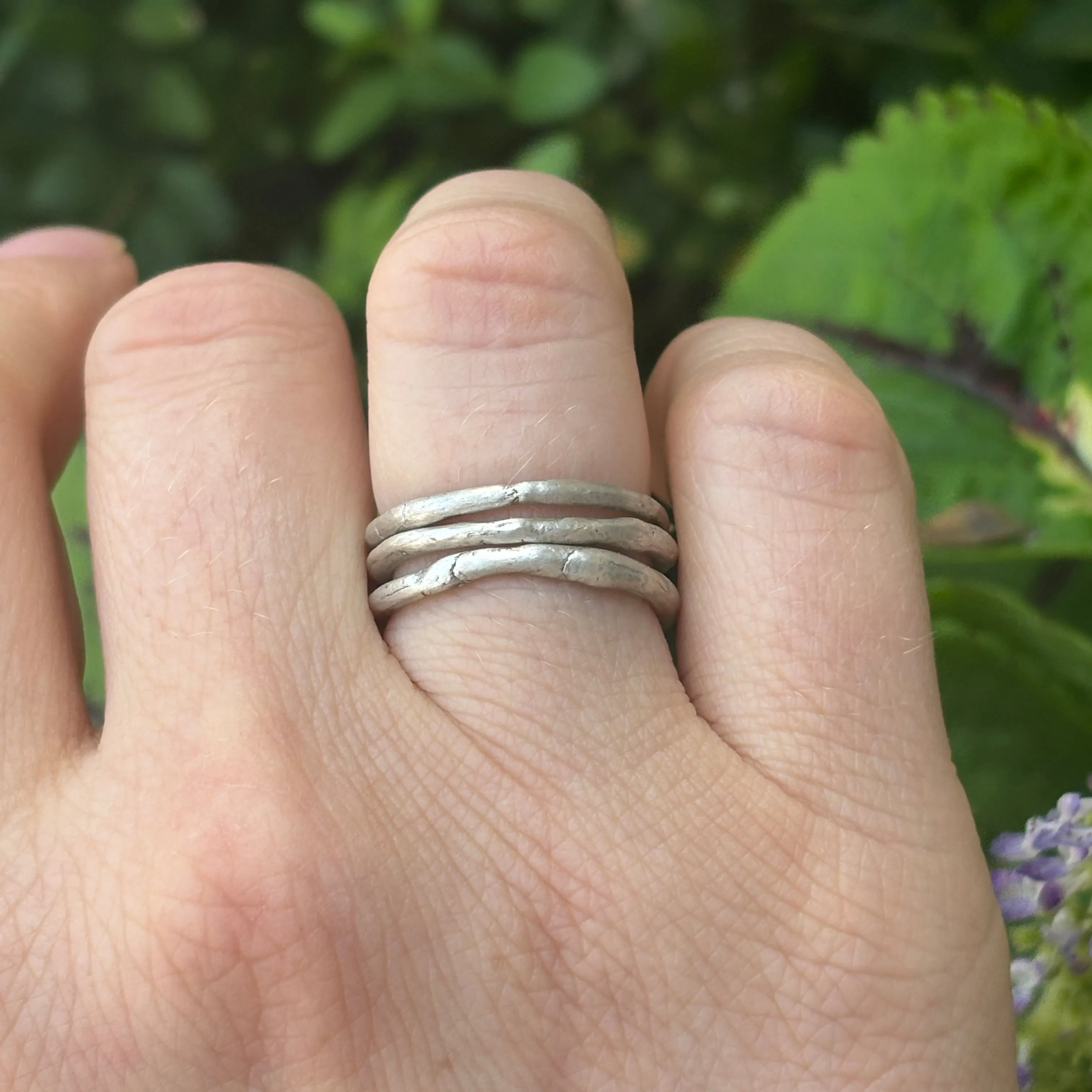 Organic Sterling Silver Stacking Rings by Chikahisa Studio