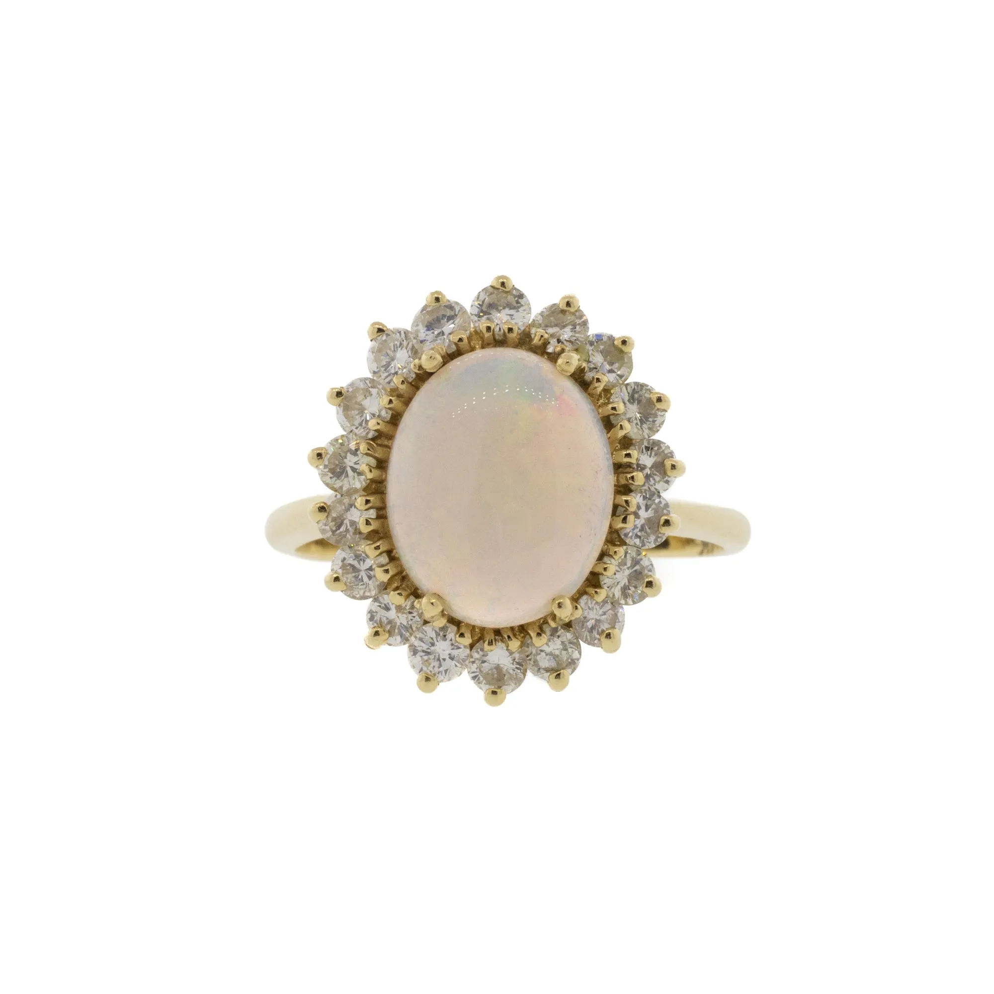 Oval Opal and Diamond Halo Ring