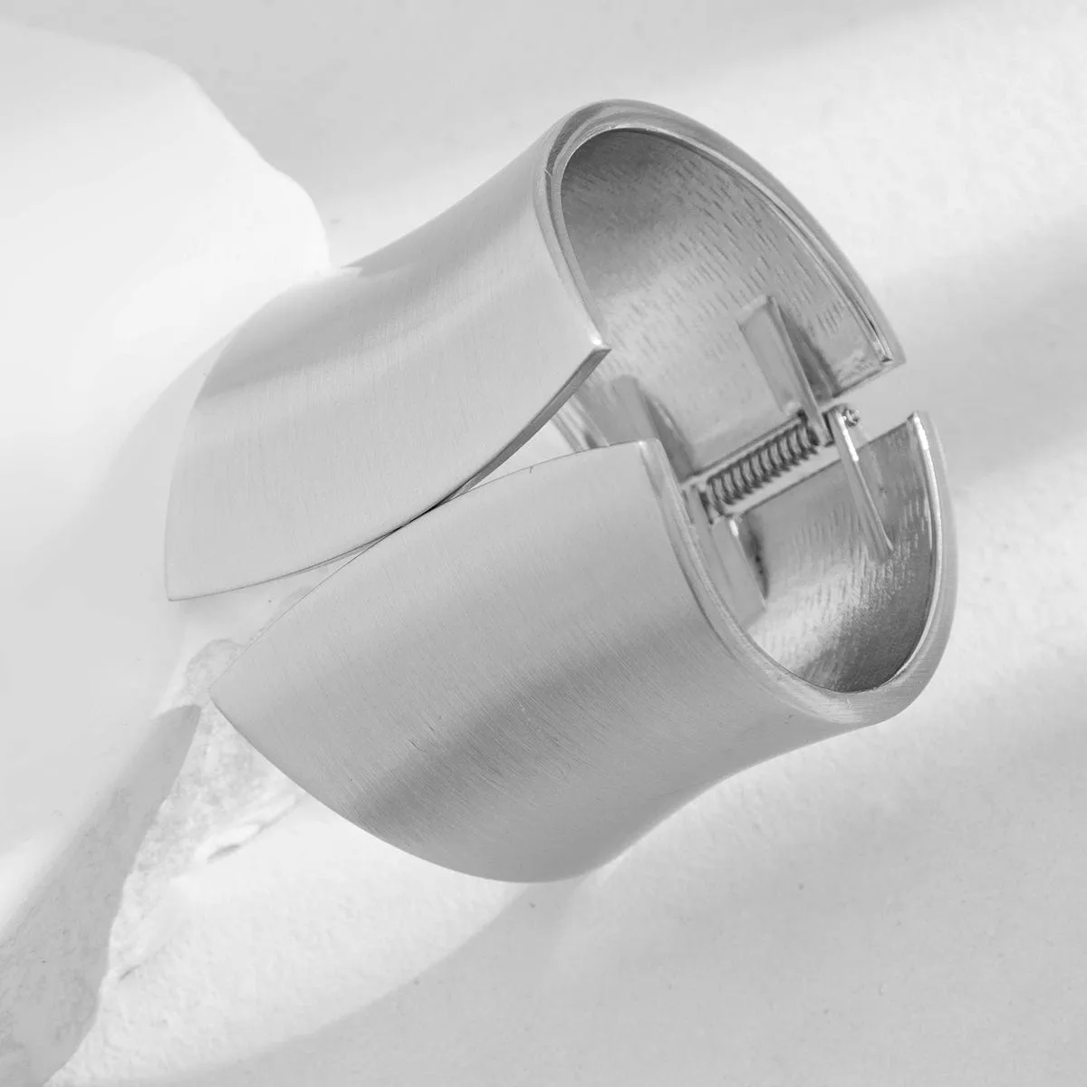 Oversized Gold Silver Tone Frosted Wide Cuff Bangle Bracelet