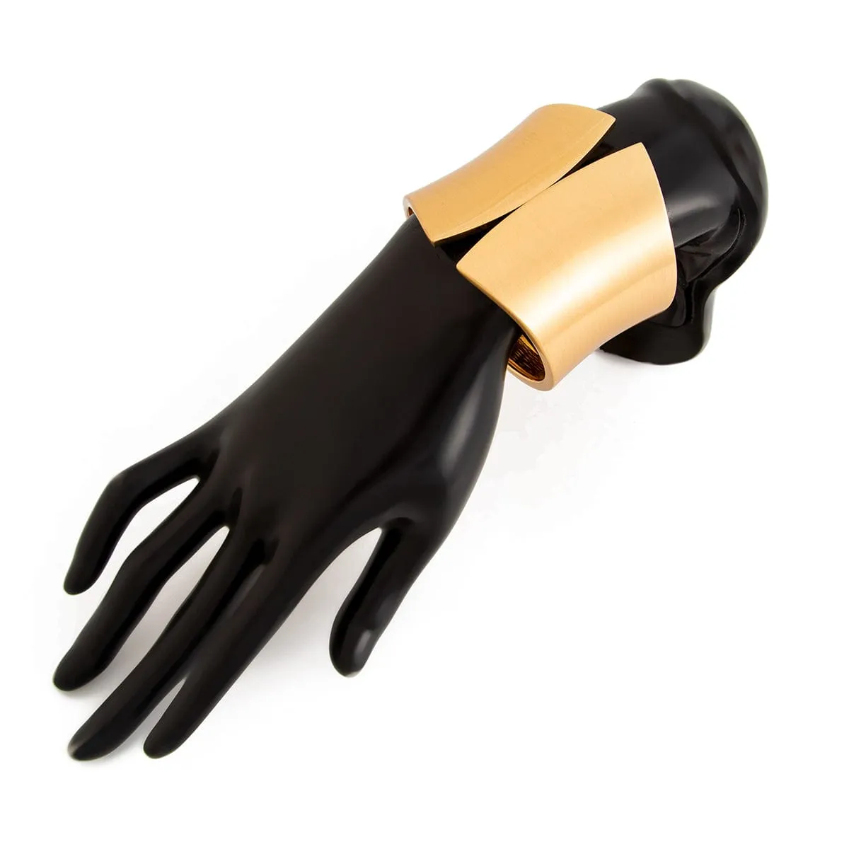 Oversized Gold Silver Tone Frosted Wide Cuff Bangle Bracelet