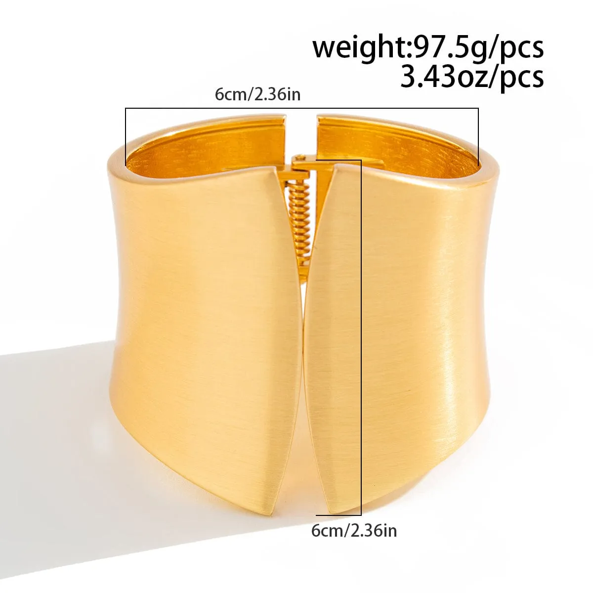 Oversized Gold Silver Tone Frosted Wide Cuff Bangle Bracelet