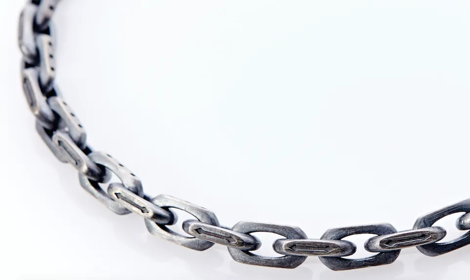 Oxidised Sterling Silver Linked Bracelet / Cross-Bones Centre Plate