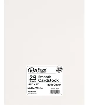 Paper Accents 8.5x11 Matte White Smooth 80lb. Cardstock