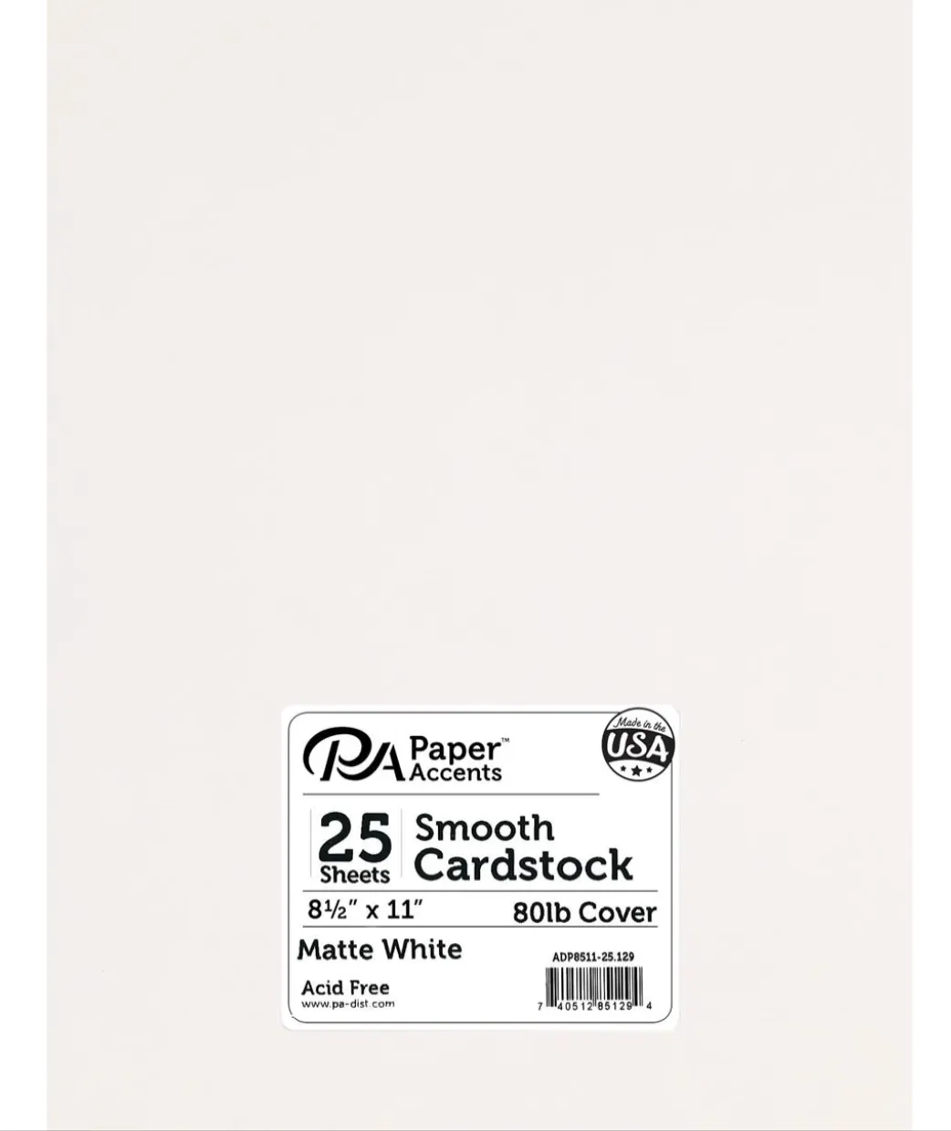 Paper Accents 8.5x11 Matte White Smooth 80lb. Cardstock