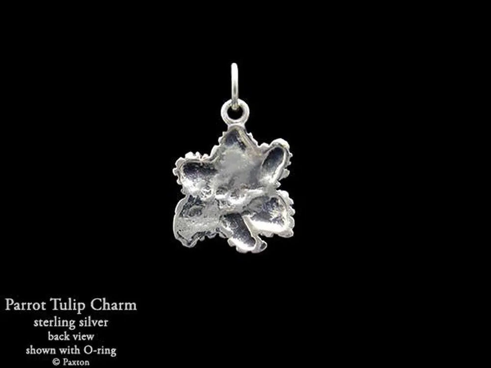 Parrot Tulip Flower Charm Necklace Sterling Silver