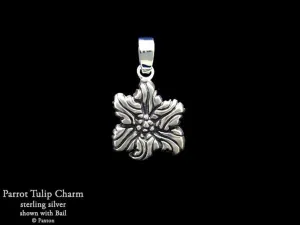 Parrot Tulip Flower Charm Necklace Sterling Silver