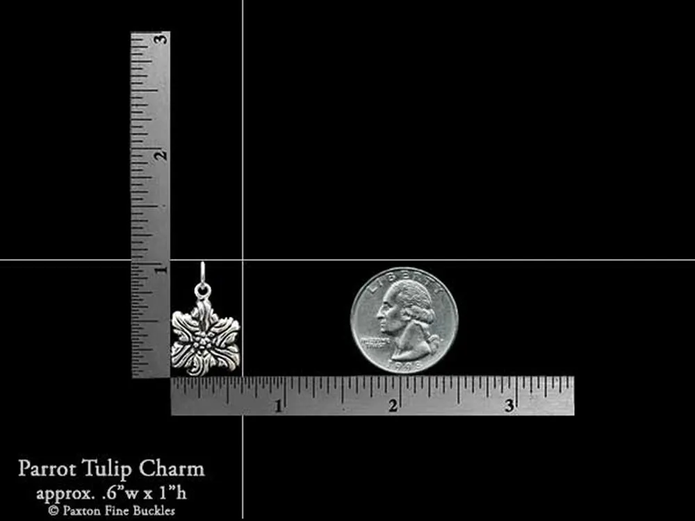 Parrot Tulip Flower Charm Necklace Sterling Silver