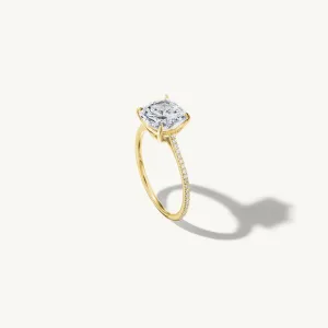 Pave Floating Cushion Engagement Ring