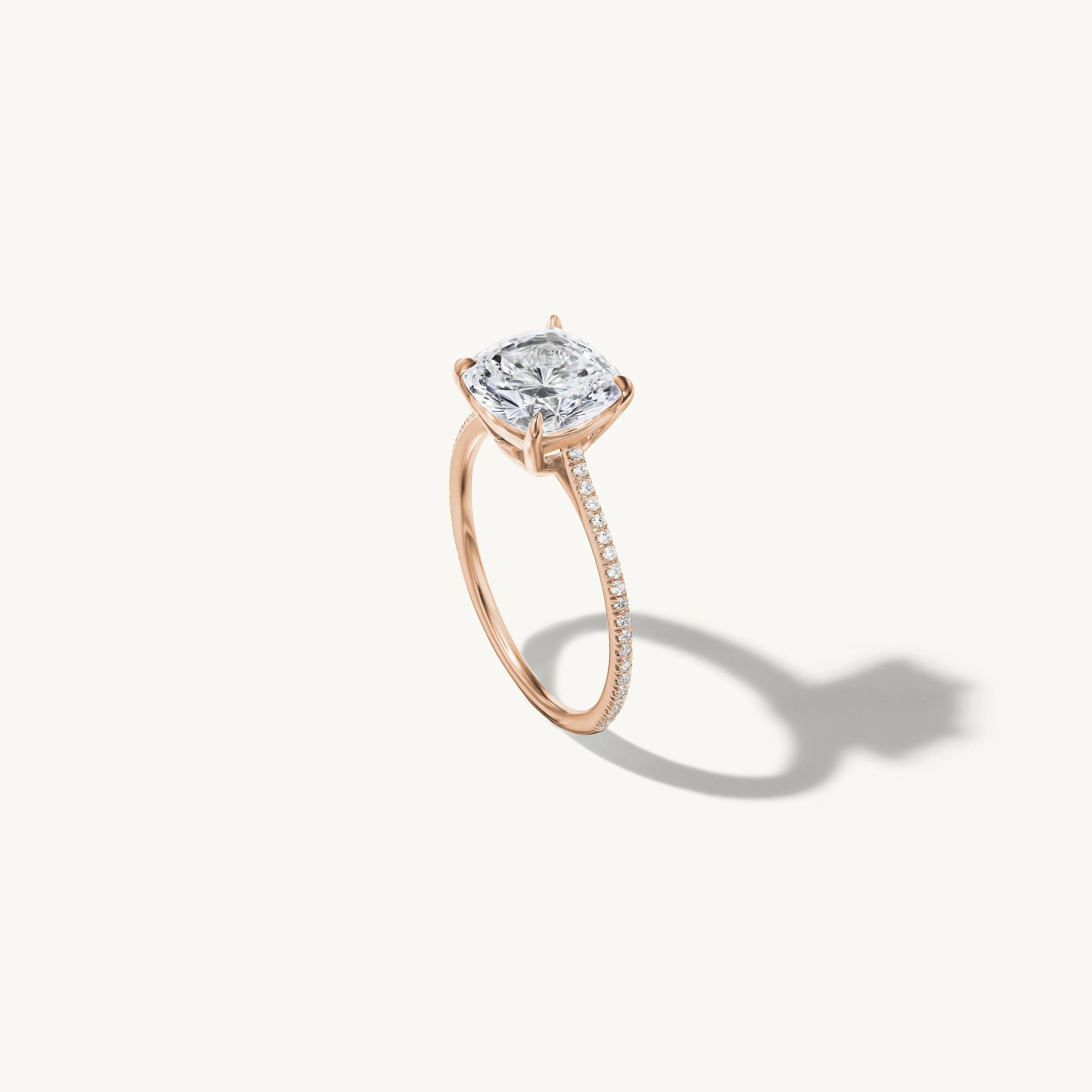 Pave Floating Cushion Engagement Ring
