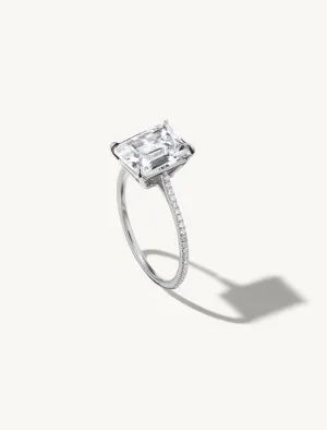 Pave Floating Emerald Engagement Try-On Ring